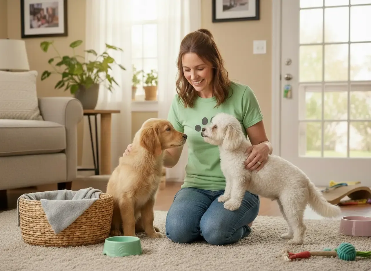 ペットシッターと2匹の犬