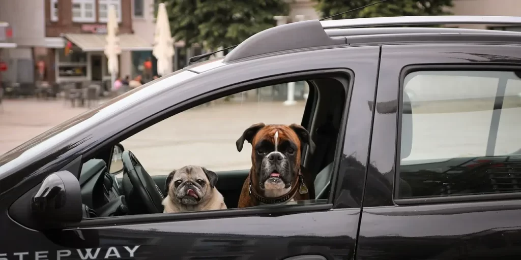 dogs in car image