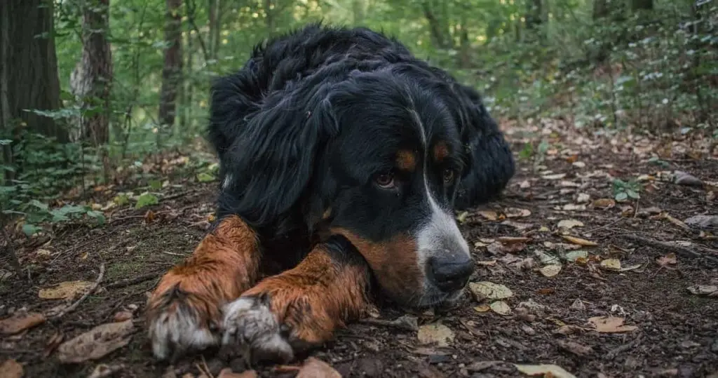 うなだれるバーニーズマウンテンドッグ