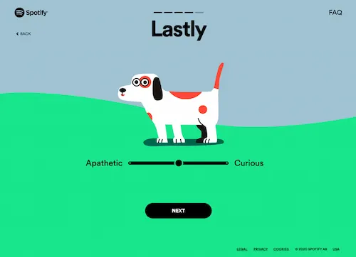「Lastly」ペットに関する最後の質問の画面